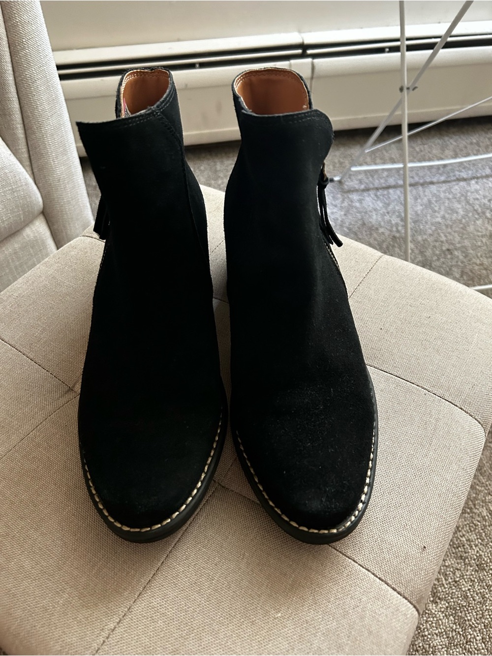 Stone Mountain Accessories Black Suede Ankle Boots with Side Tassel